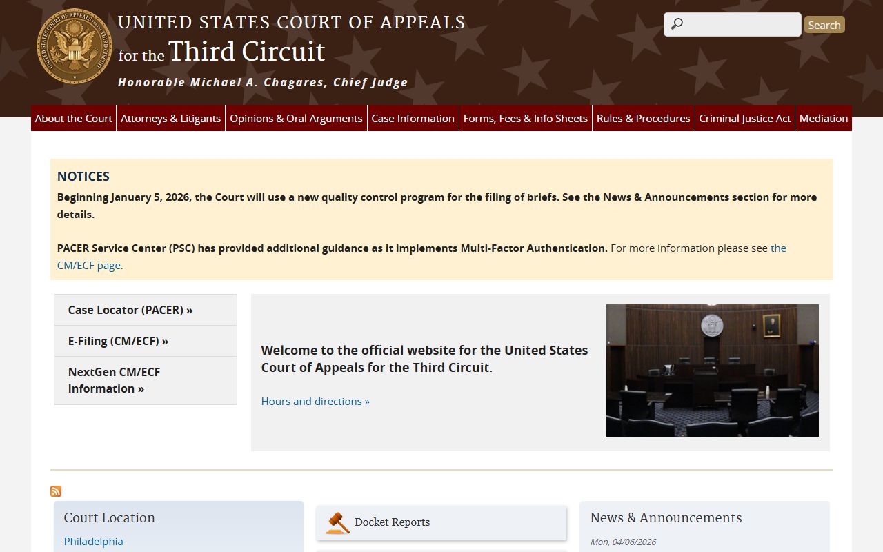 Chester County Court of Common Pleas related Third Circuit appellate records source