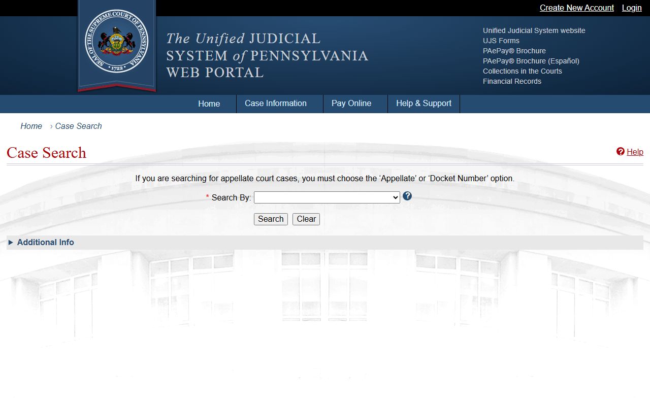 Chester County court records UJS Case Search portal