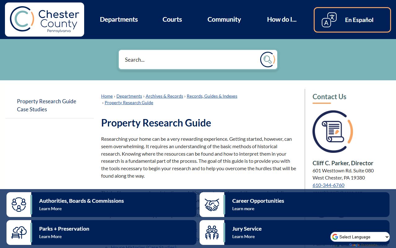 Chester County court records courts landing page