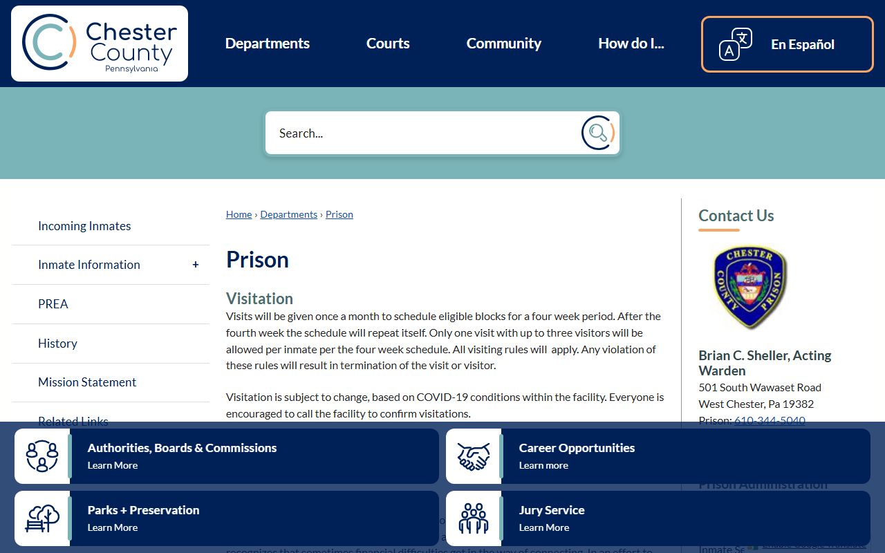 Chester County inmate records and prison information