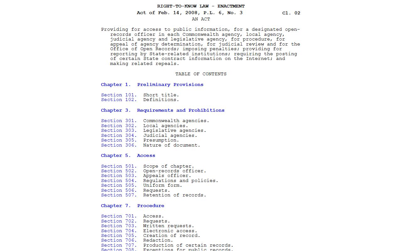 Chester County traffic court records and Pennsylvania Right-to-Know Law